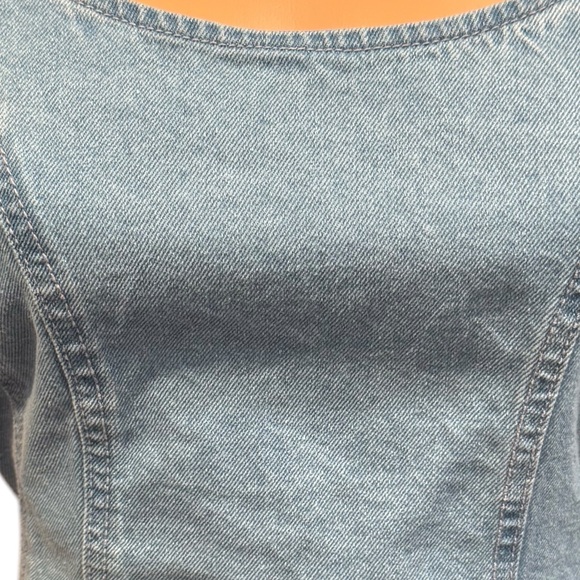 NWOT LONE STAR Denim Jean Lightly Distressed Bustier Light Wash Crop Large - Picture 6 of 11